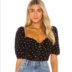 MAJORELLE Eartha Top in Black & Red Small
